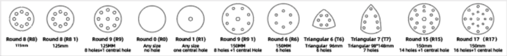 Shape Chart of Velcro-backed Abrasive Discs 4 1/2inch